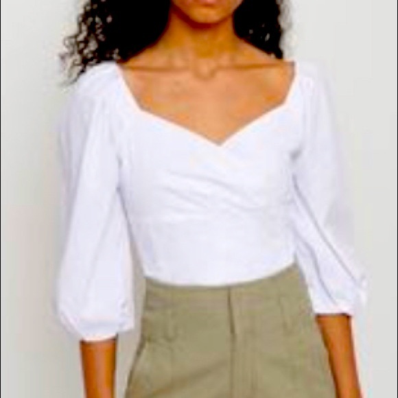 Dynamite - white lantern sleeve poplin blouse - Picture 1 of 2